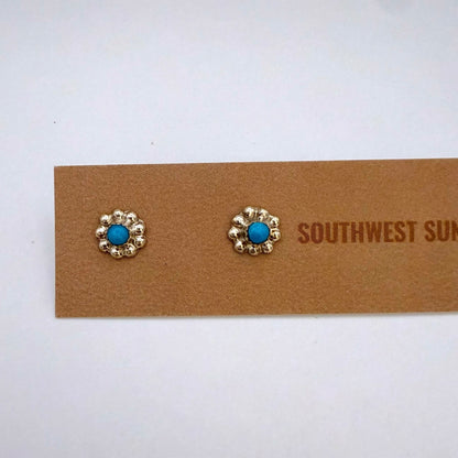 Turquoise Flower Stud Earrings B
