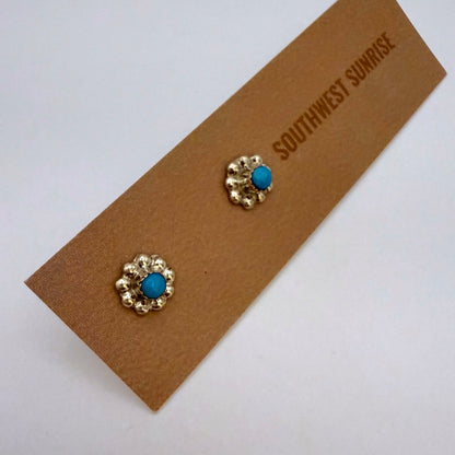 Turquoise Flower Stud Earrings B