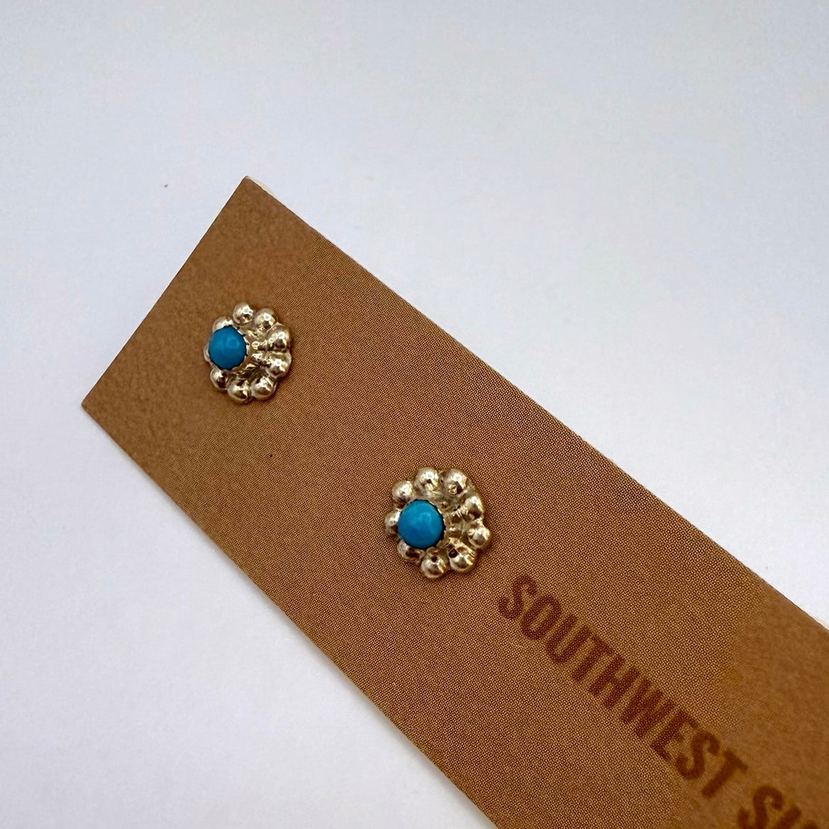 Turquoise Flower Stud Earrings B