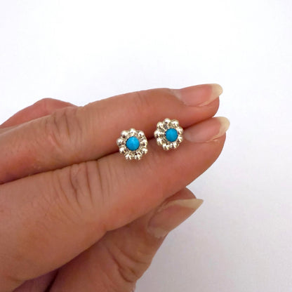 Turquoise Flower Stud Earrings B