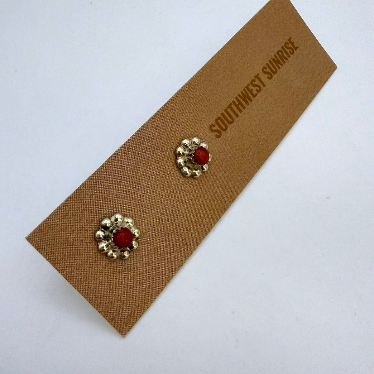 Coral Flower Stud Earrings