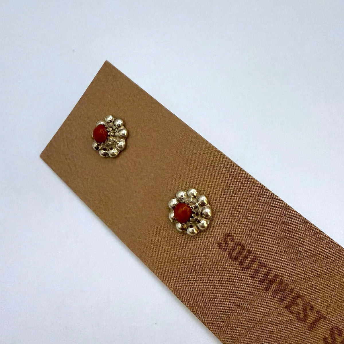 Coral Flower Stud Earrings