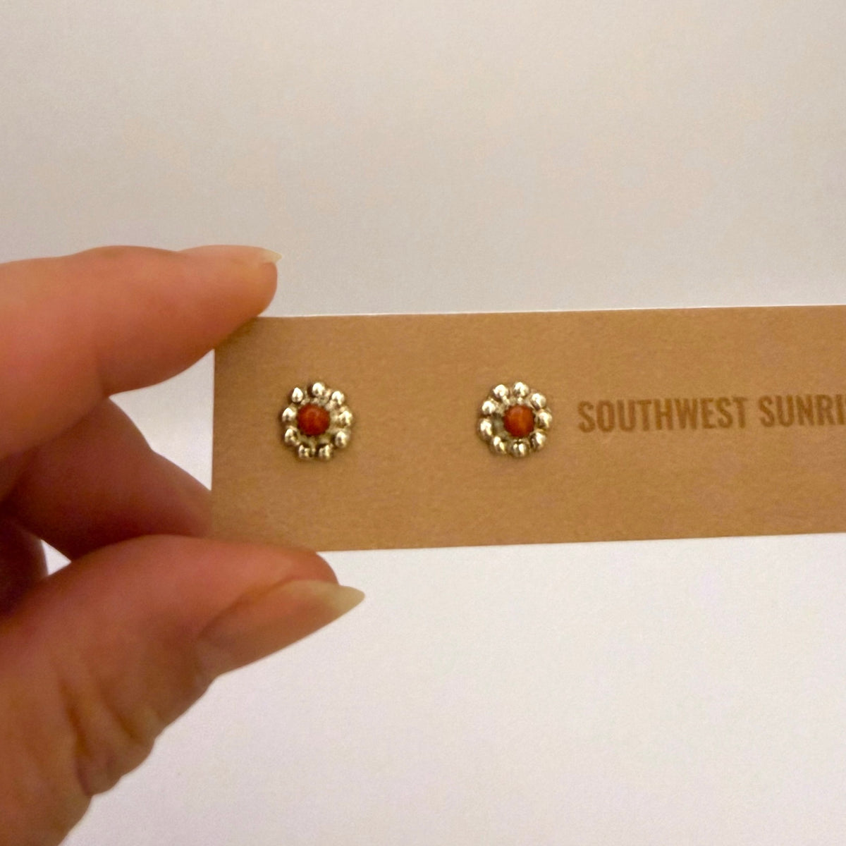Coral Flower Stud Earrings