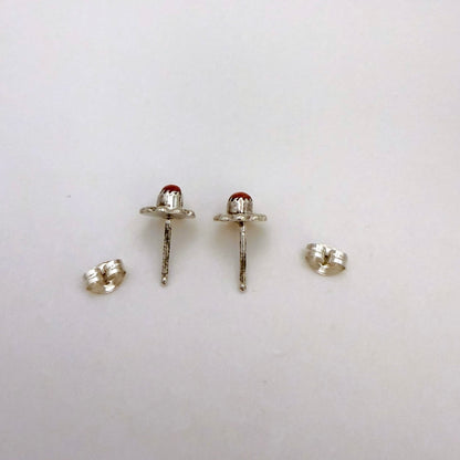 Coral Flower Stud Earrings