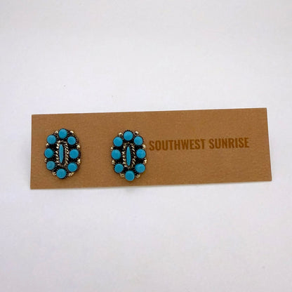 Small Sleeping Beauty Turquoise Cluster Stud Earrings