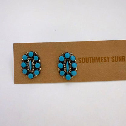 Small Sleeping Beauty Turquoise Cluster Stud Earrings