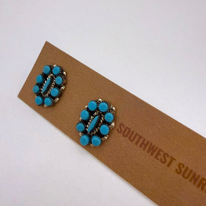 Small Sleeping Beauty Turquoise Cluster Stud Earrings