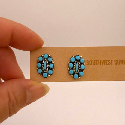 Small Sleeping Beauty Turquoise Cluster Stud Earrings