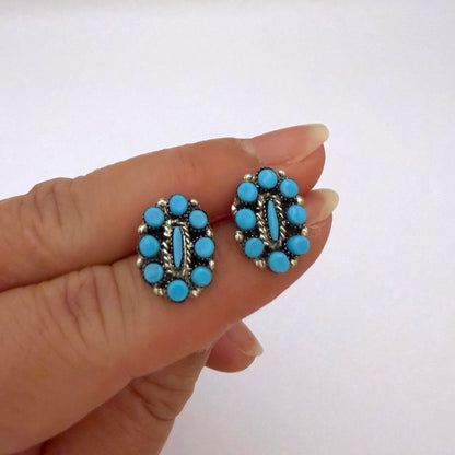 Small Sleeping Beauty Turquoise Cluster Stud Earrings