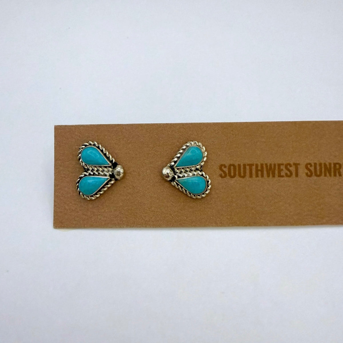 Sleeping Beauty Turquoise Double Teardrop Stud Earrings