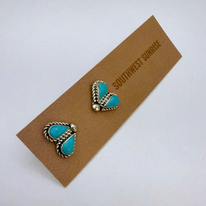 Sleeping Beauty Turquoise Double Teardrop Stud Earrings