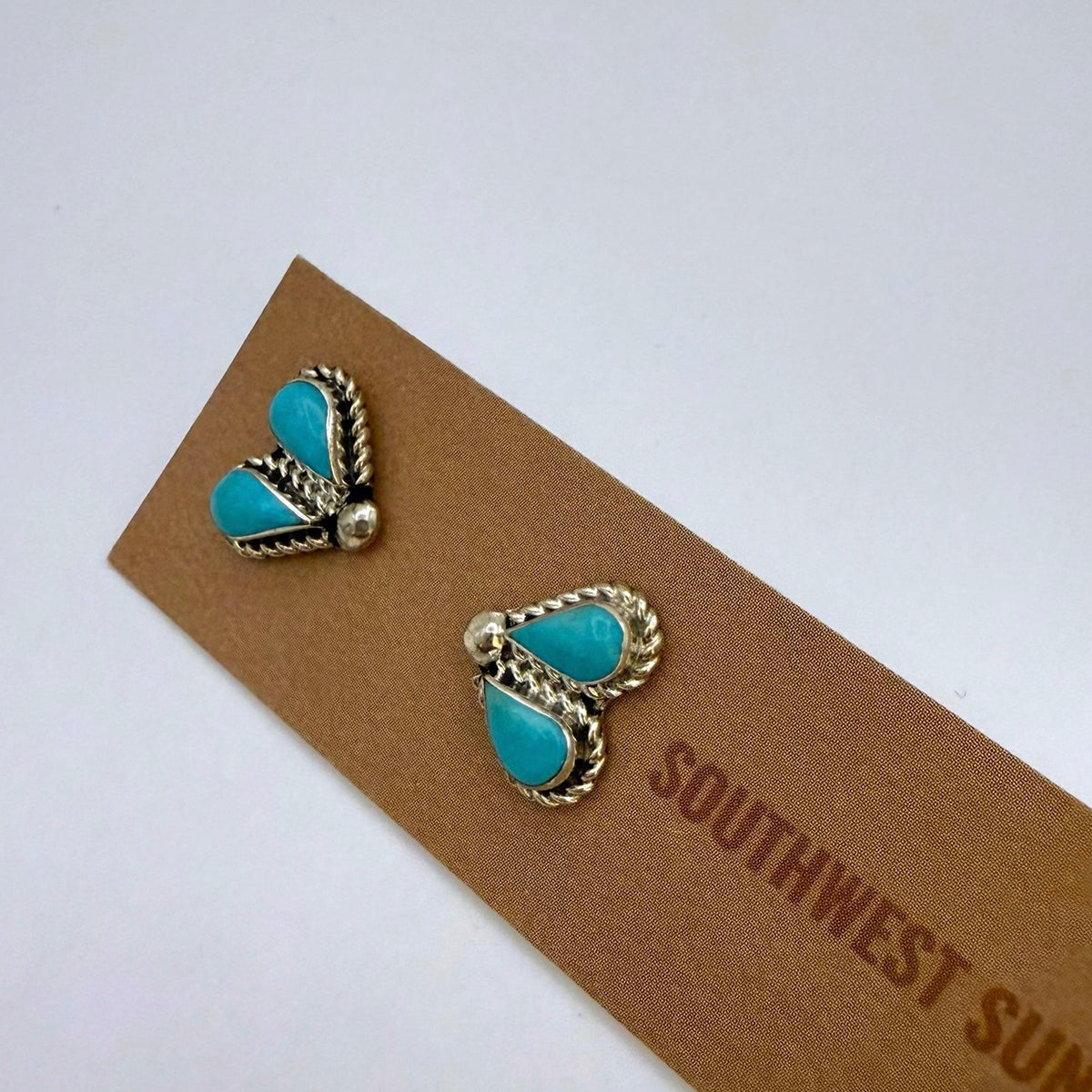 Sleeping Beauty Turquoise Double Teardrop Stud Earrings