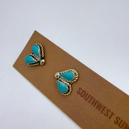 Sleeping Beauty Turquoise Double Teardrop Stud Earrings