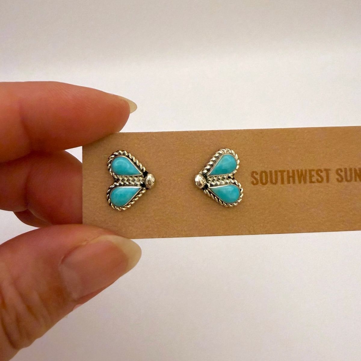 Sleeping Beauty Turquoise Double Teardrop Stud Earrings