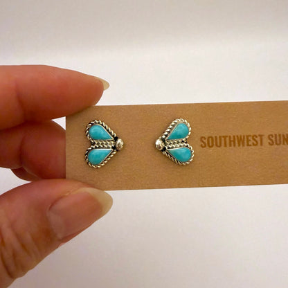 Sleeping Beauty Turquoise Double Teardrop Stud Earrings