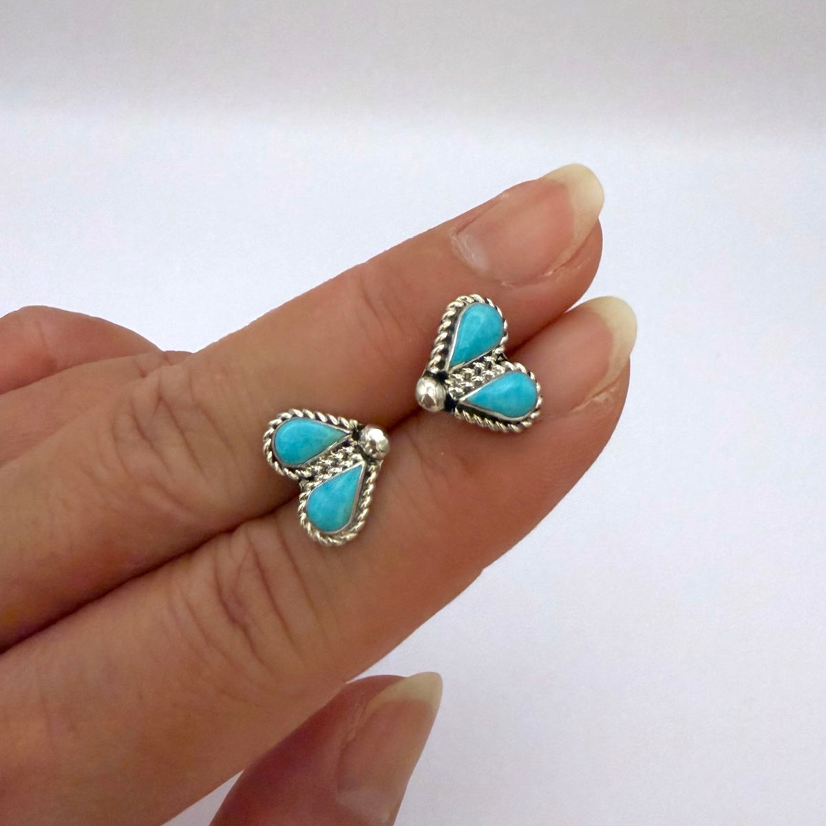 Sleeping Beauty Turquoise Double Teardrop Stud Earrings