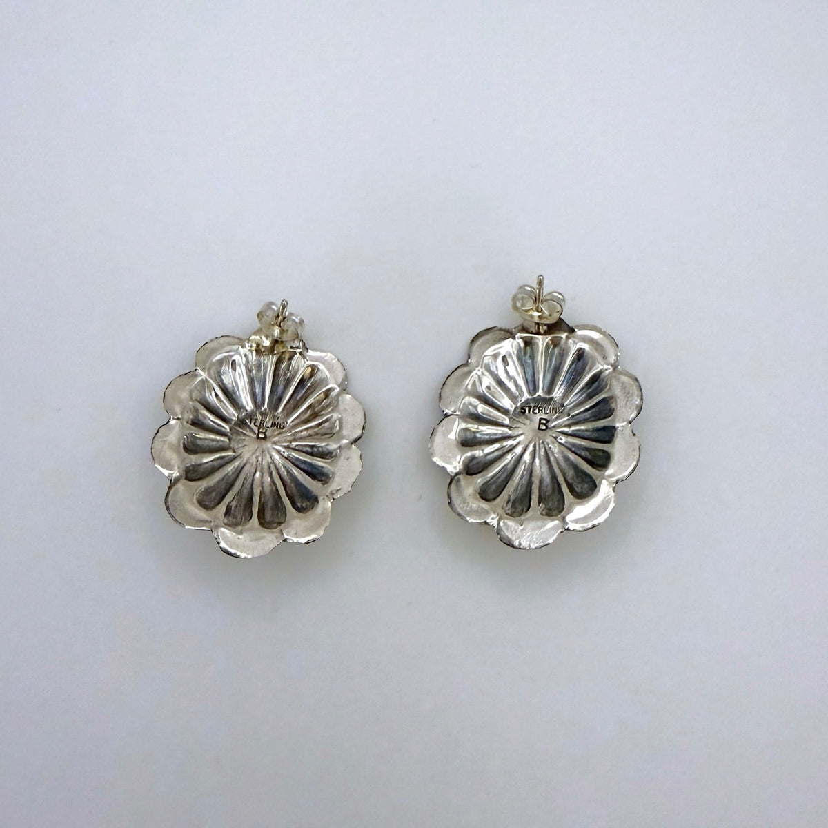 Orange Spiny Concho Earrings 1 1/4"
