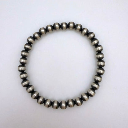 ナバホパール ストレッチブレスレット 6mm – スターリングシルバー