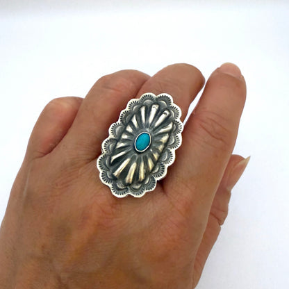 Turquoise Concho Ring Size 7.5