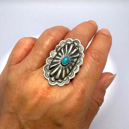 Turquoise Concho Ring Size 7.5