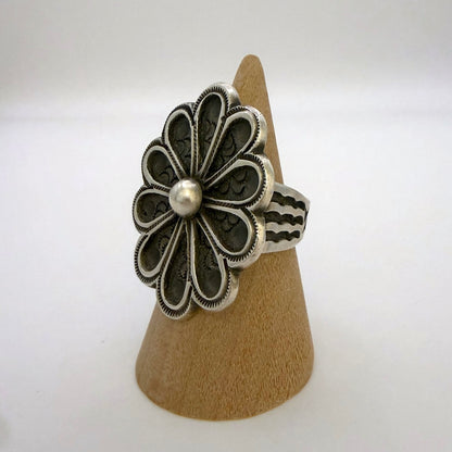 Sterling Silver Floral Ring by Calvin Martinez – Size 8.5
