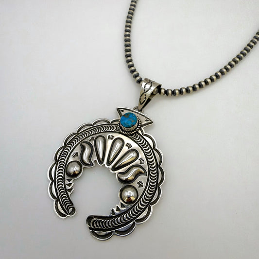 Kingman Turquoise Naja Pendant by Alex Sanchez