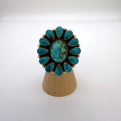 Turquoise Cluster Ring Size 6.5 By Darrell Cadman