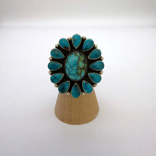 Turquoise Cluster Ring Size 6.5 By Darrell Cadman