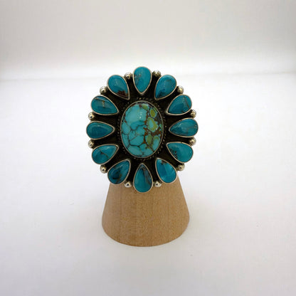 Turquoise Cluster Ring Size 6.5 By Darrell Cadman