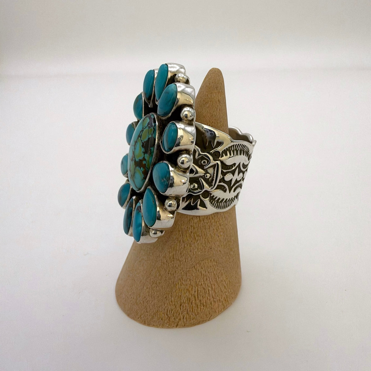 Turquoise Cluster Ring Size 6.5 By Darrell Cadman