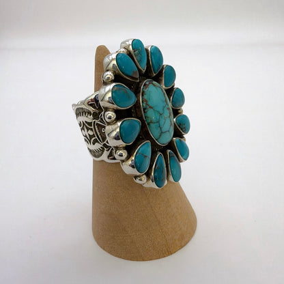 Turquoise Cluster Ring Size 6.5 By Darrell Cadman