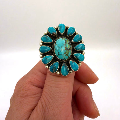 Turquoise Cluster Ring Size 6.5 By Darrell Cadman