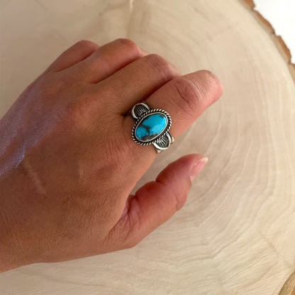 Stamped Kingman Turquoise Ring A By Sunshine Reeves Size 8.5