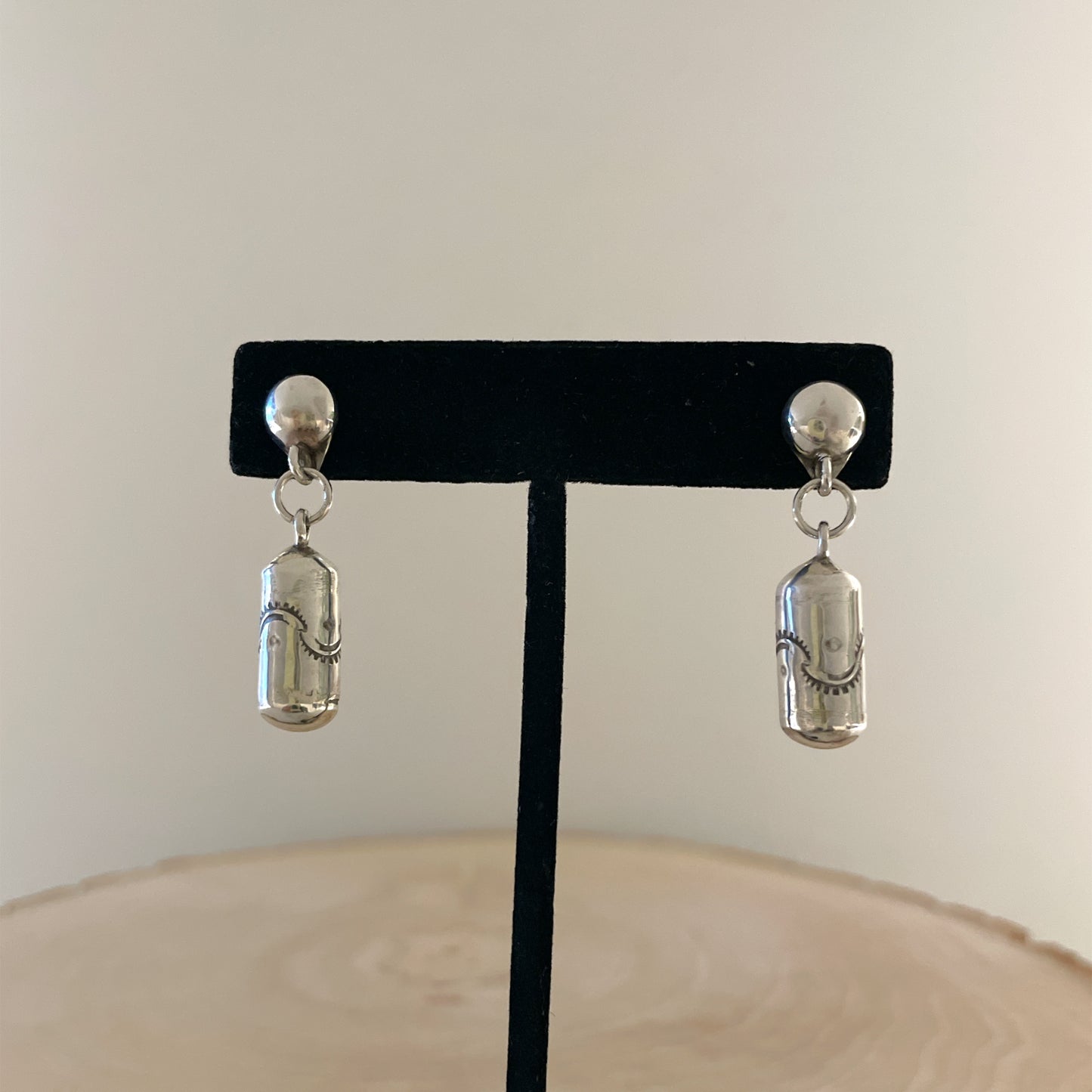 Stamped Silver Dangle Earrings