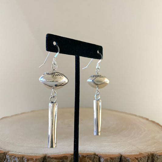 Sterling Silver Bead Navajo Pearl Dangle Earrings