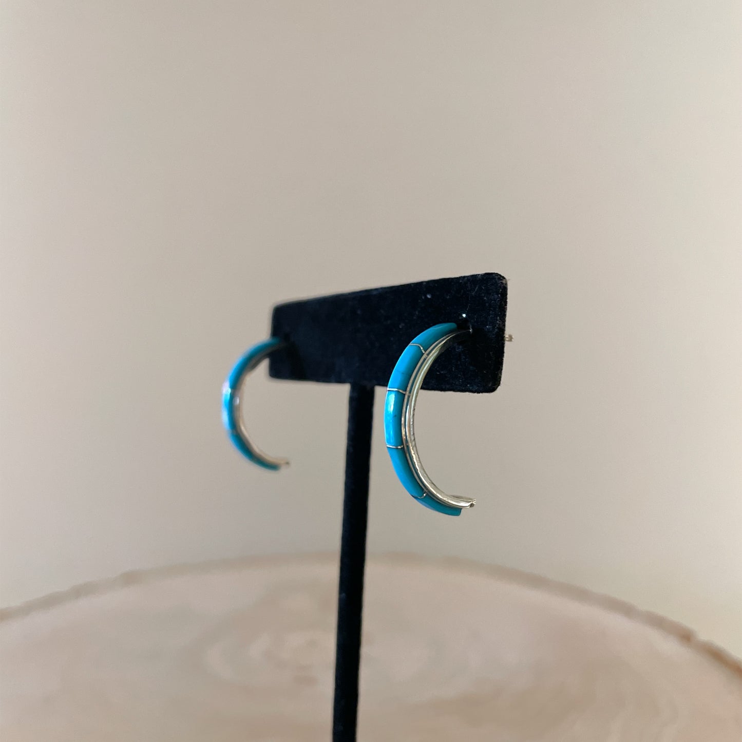 Turquoise Inlay Small Hoop Earrings