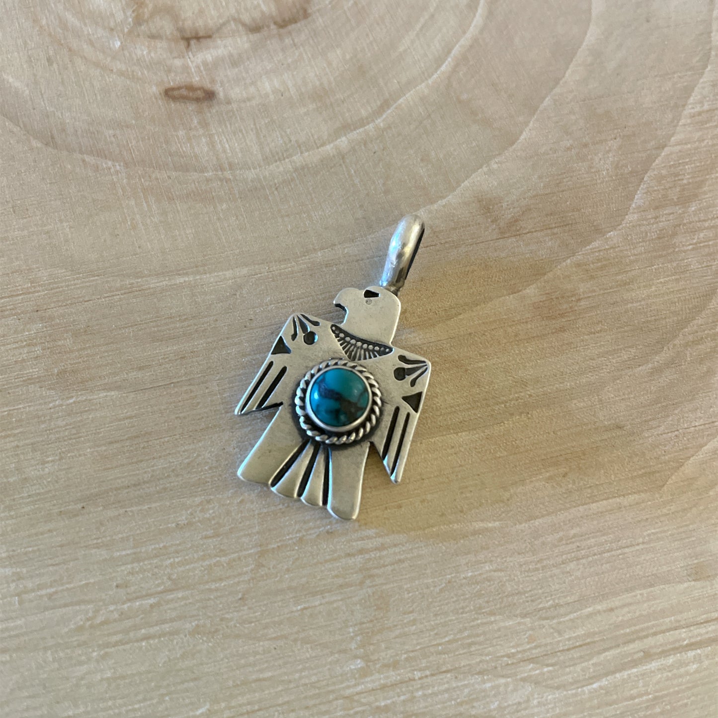 Turquoise Thunderbird Pendant By Bo Reeves B