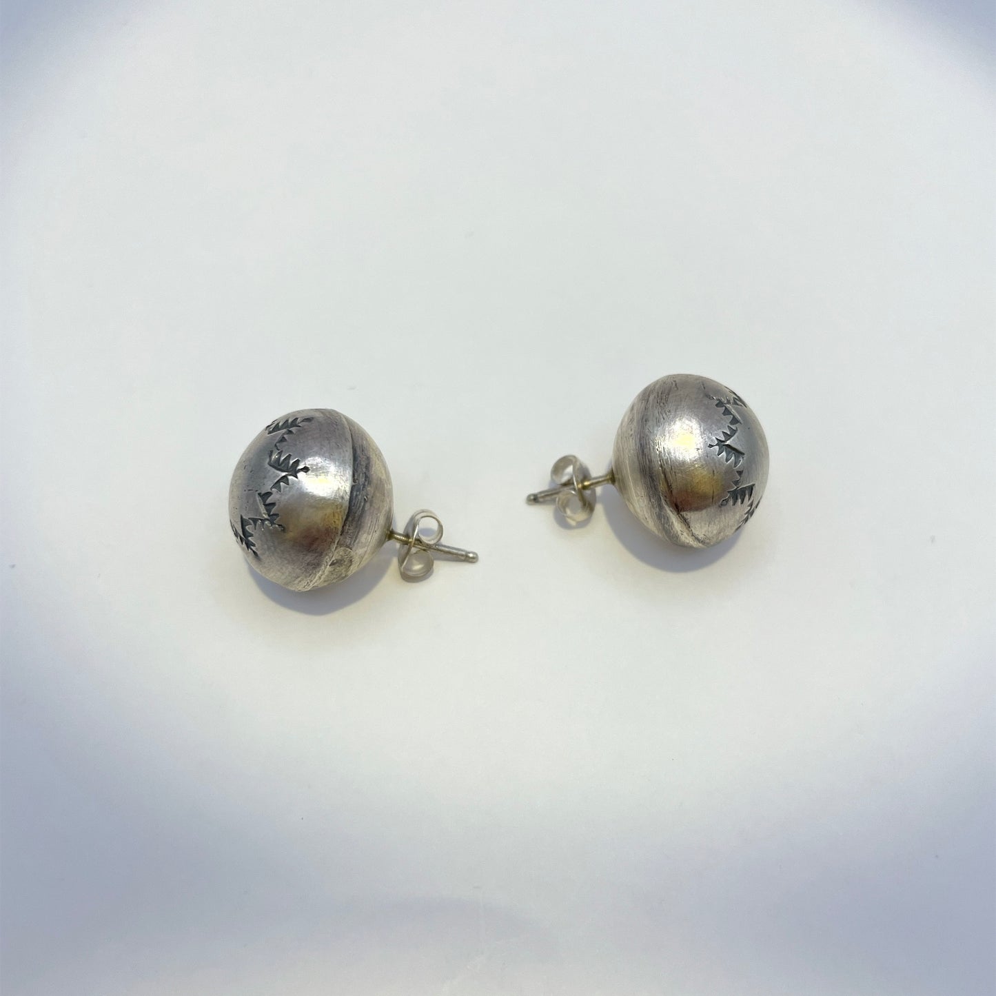 Stamped Navajo Pearl Stud Earrings 5/8"