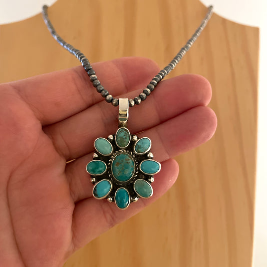 Kingman Turquoise Cluster Pendant By Geraldine James A
