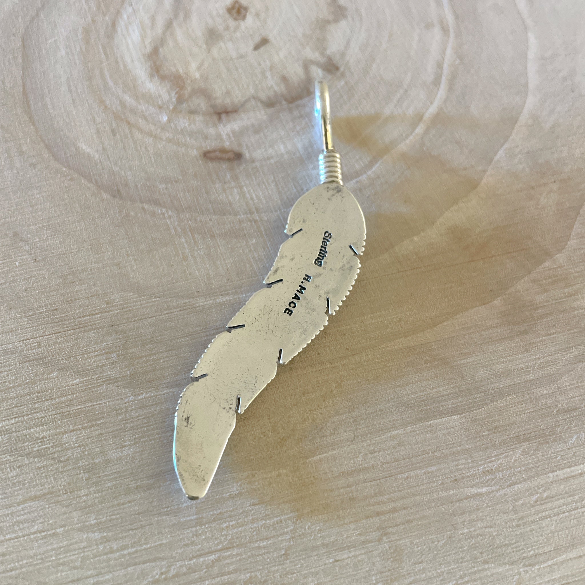 Sterling Silver Feather Pendant By Harvey Mace