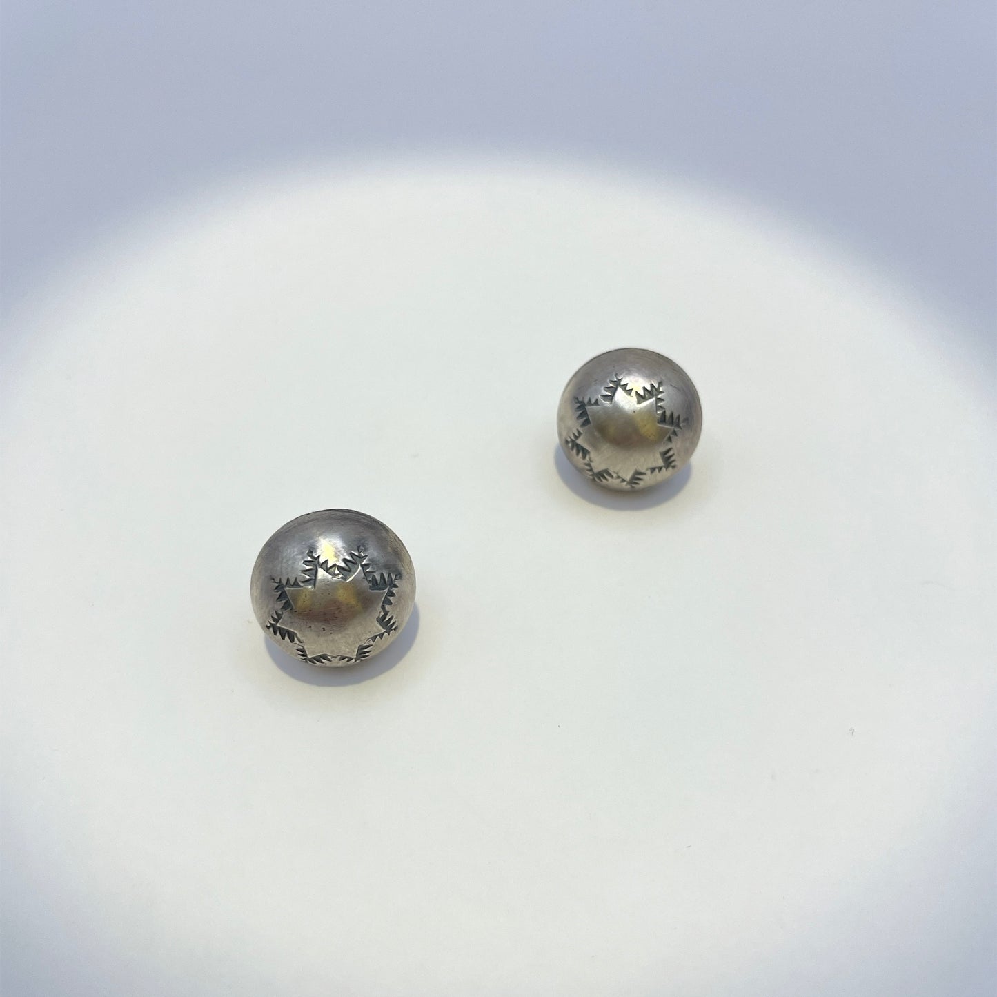 Stamped Navajo Pearl Stud Earrings 5/8"