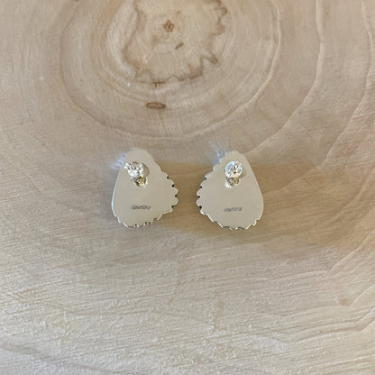 ブルーオパライズドペトリファイドウッドピアス