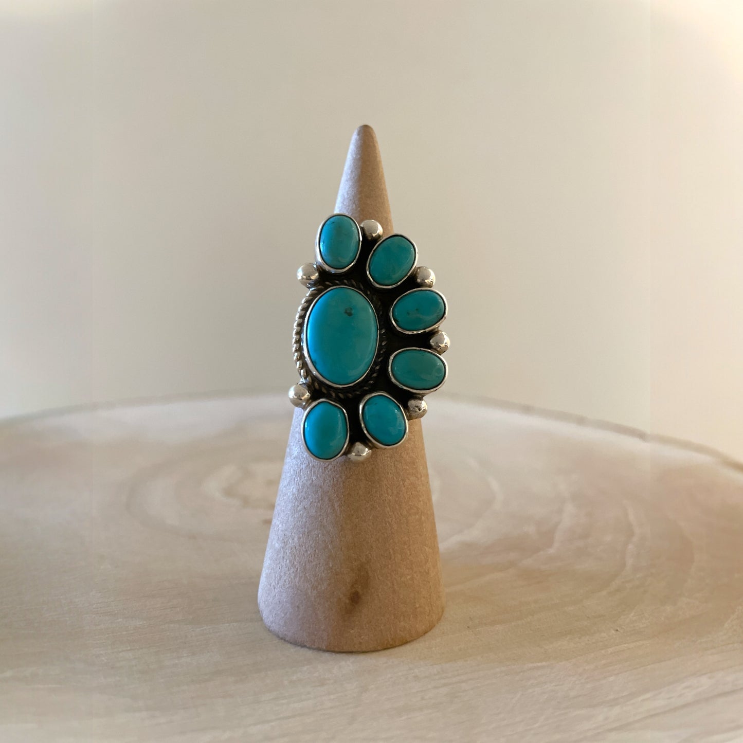 Kingman Turquoise Half Cluster Adjustable Ring By Geraldine James