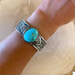 Stamped Kingman Turquoise Cuff Bracelet By Sunshine Reeves 5.4"