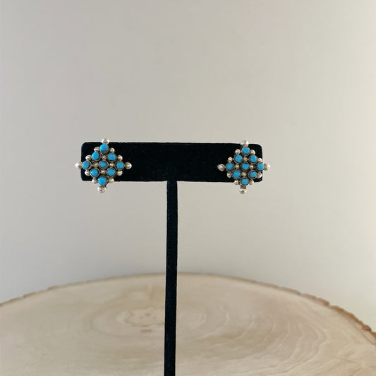 Diamond Shaped Petit Point Turquoise Earrings