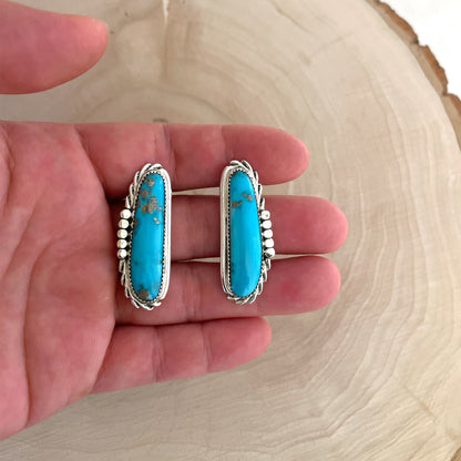 キングマンターコイズロングポストピアス