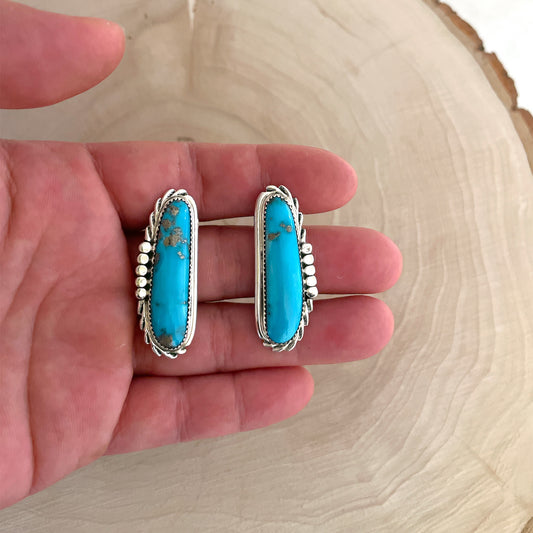 キングマンターコイズロングポストピアス