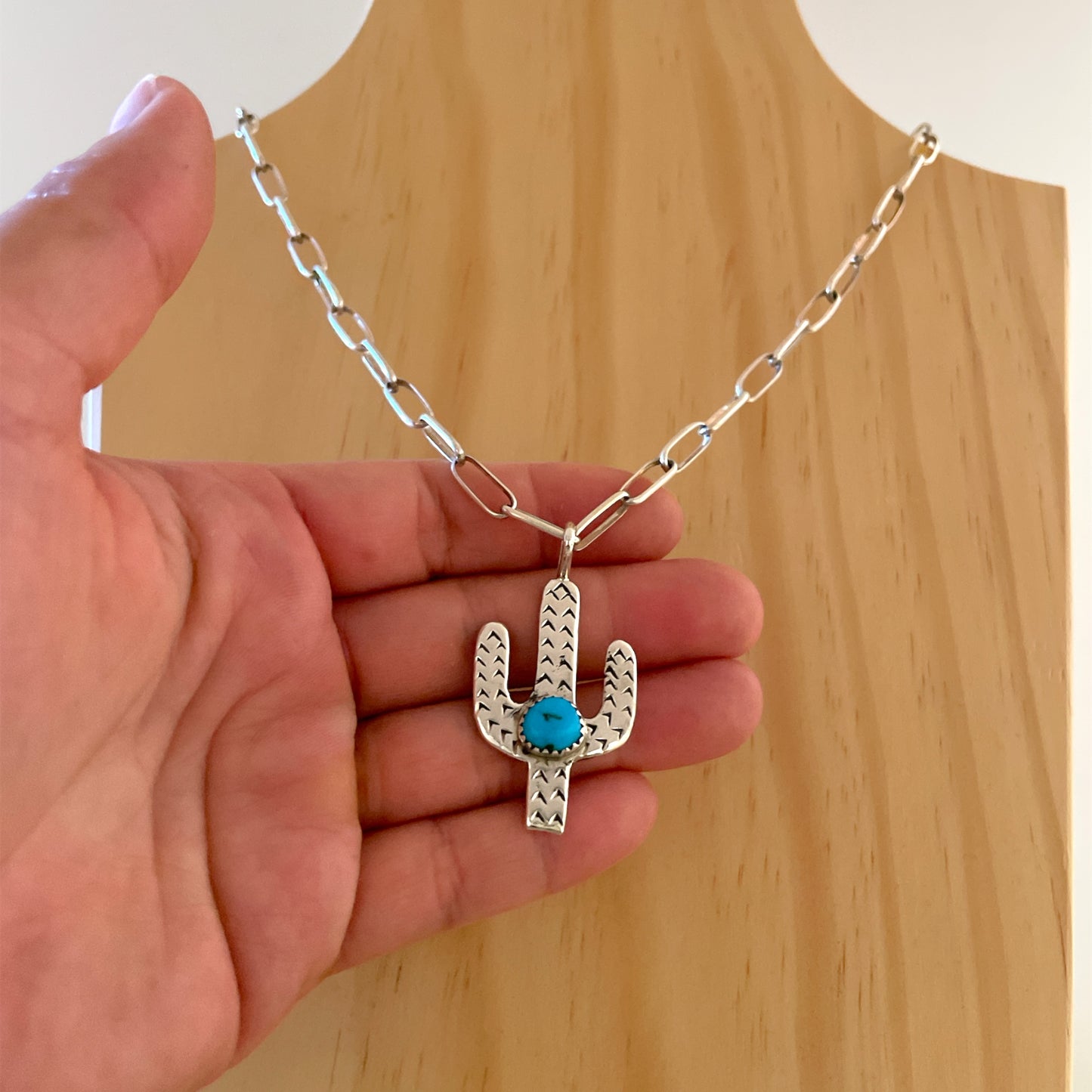 Turquoise Cactus Pendant B