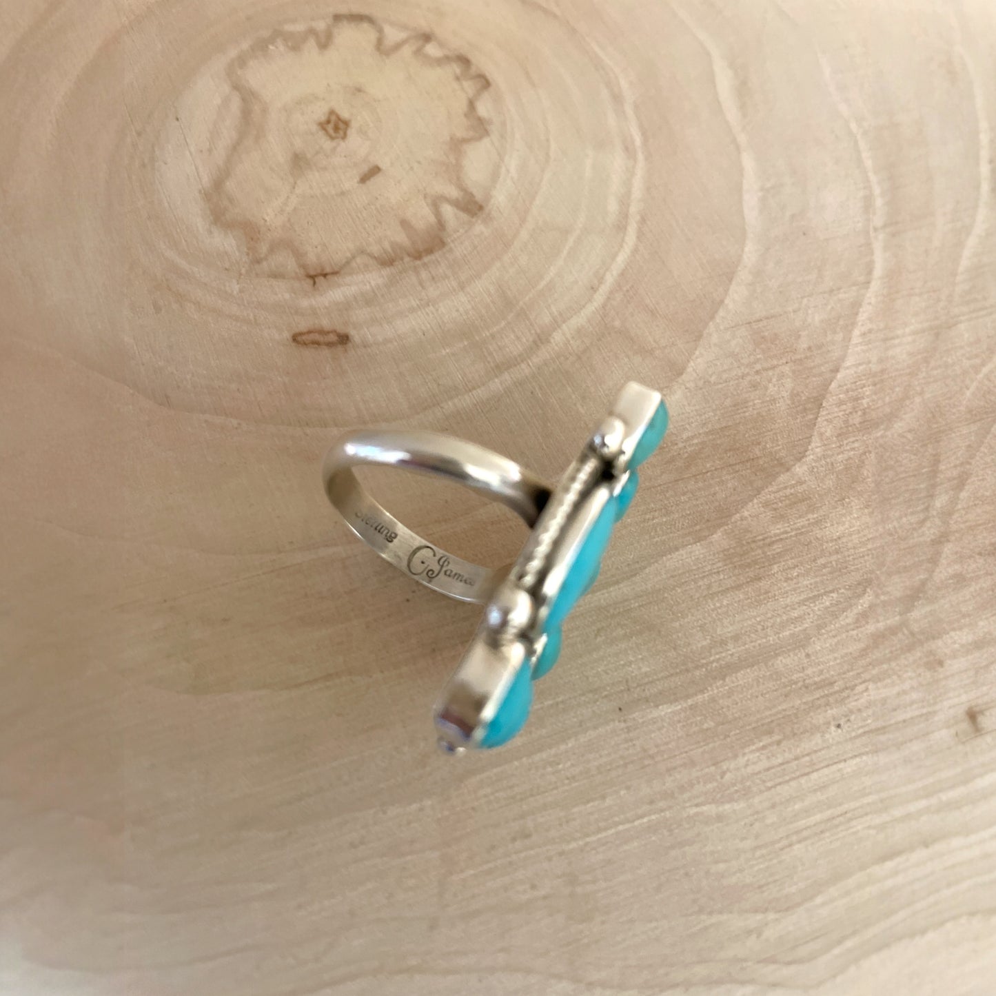 Kingman Turquoise Half Cluster Adjustable Ring By Geraldine James