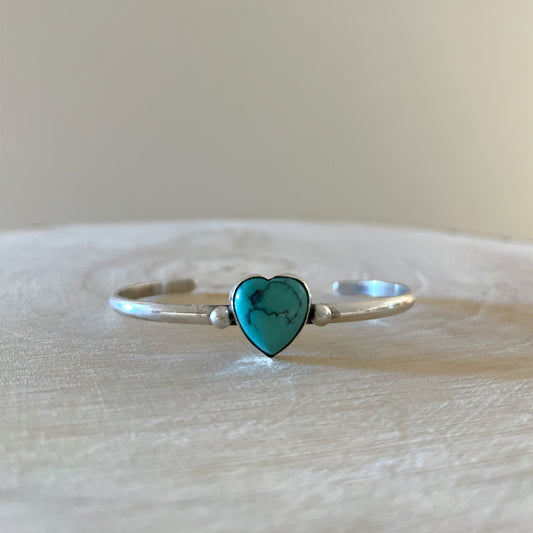 Turquoise Heart Cuff Bracelet By Robin Tsosie B